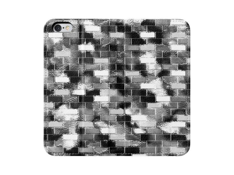 iPhone Wallets-BRICK WALL SMUDGED iPhone Wallets-Black &amp; Grays &amp; White-from COLORADDICTED.COM-