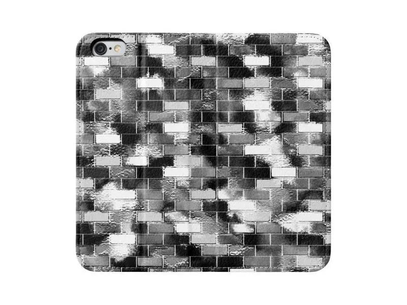 iPhone Wallets-BRICK WALL SMUDGED iPhone Wallets-Black & Grays & White-from COLORADDICTED.COM-