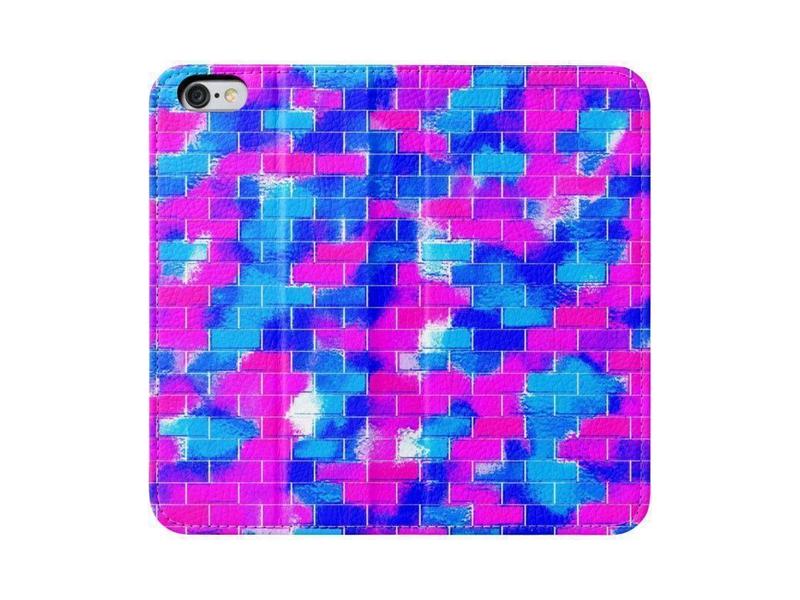 iPhone Wallets-BRICK WALL SMUDGED iPhone Wallets-Blues &amp; Fuchsias-from COLORADDICTED.COM-