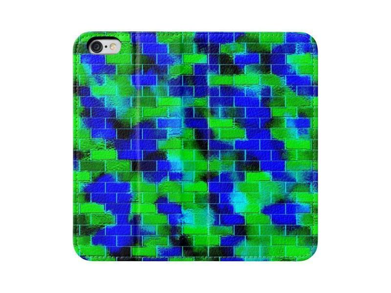 iPhone Wallets-BRICK WALL SMUDGED iPhone Wallets-Blues &amp; Greens-from COLORADDICTED.COM-