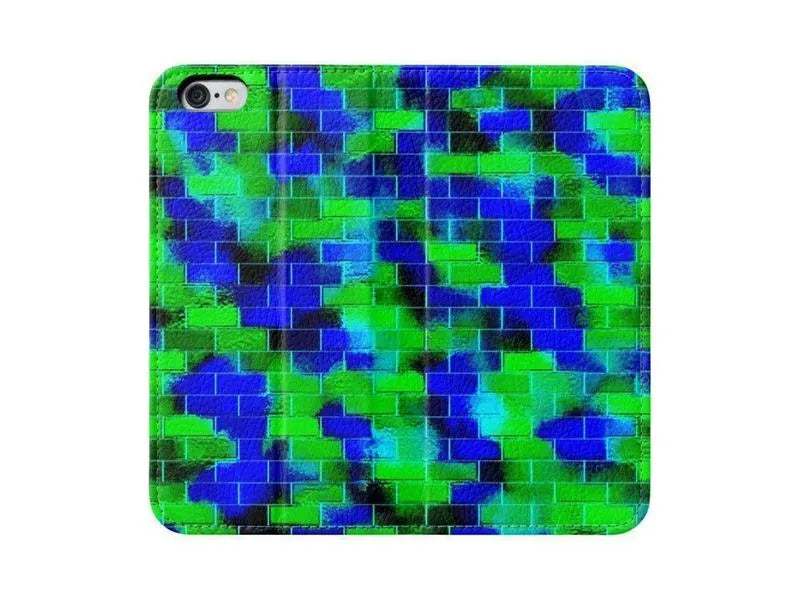 iPhone Wallets-BRICK WALL SMUDGED iPhone Wallets-Blues & Greens-from COLORADDICTED.COM-