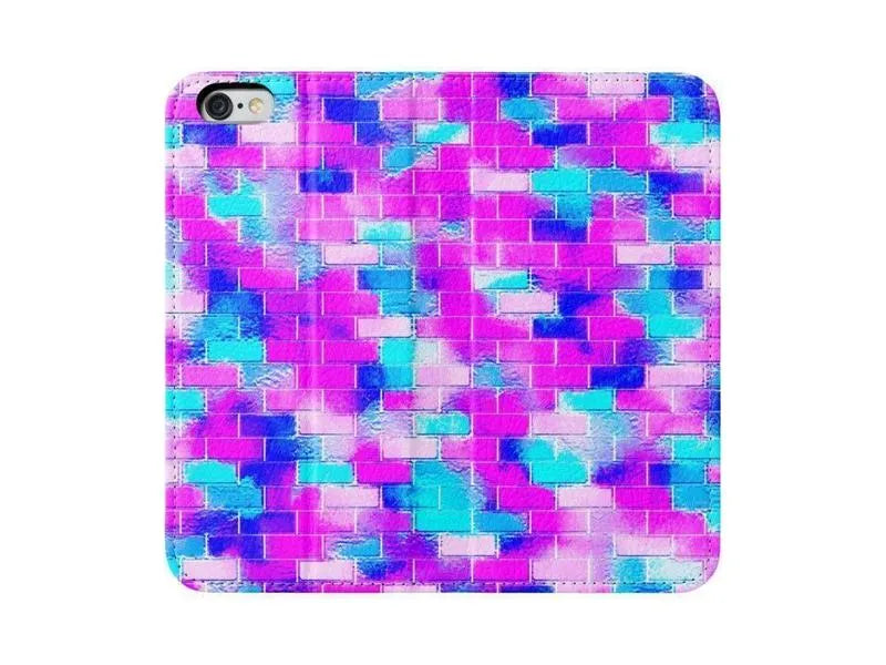 iPhone Wallets-BRICK WALL SMUDGED iPhone Wallets-Blues & Purples & Fuchsias & Pinks-from COLORADDICTED.COM-