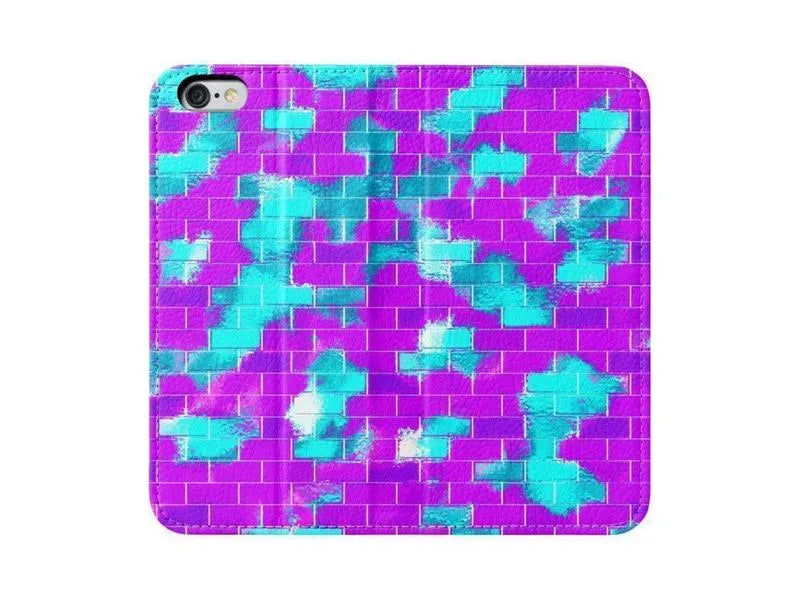 iPhone Wallets-BRICK WALL SMUDGED iPhone Wallets-Purples & Violets & Turquoises-from COLORADDICTED.COM-
