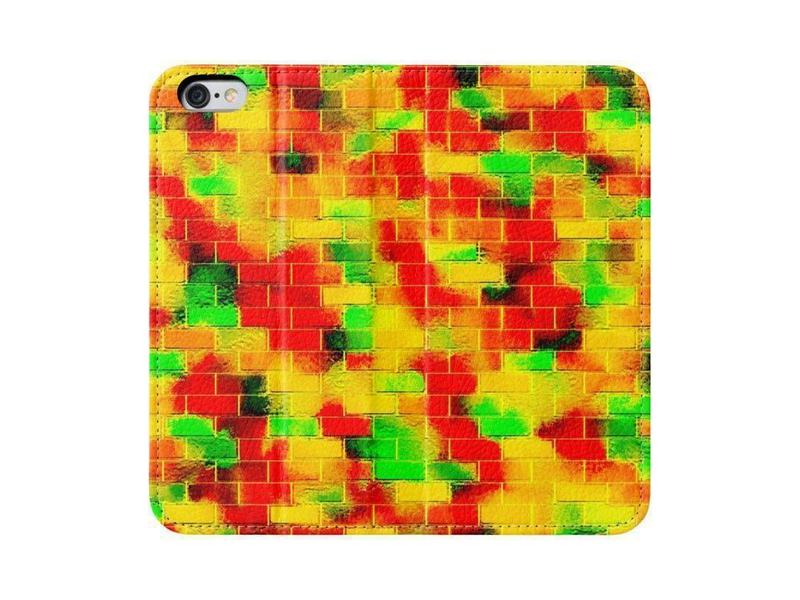 iPhone Wallets-BRICK WALL SMUDGED iPhone Wallets-Reds &amp; Oranges &amp; Yellows &amp; Greens-from COLORADDICTED.COM-