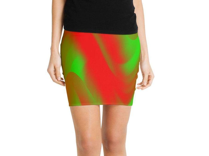 Mini Pencil Skirts-DREAM PATH Mini Pencil Skirts-Greens &amp; Reds-from COLORADDICTED.COM-