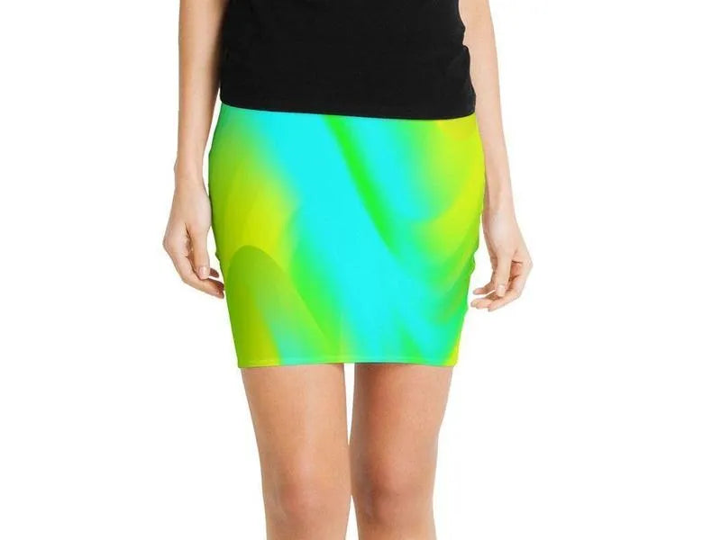 Mini Pencil Skirts-DREAM PATH Mini Pencil Skirts-Greens & Yellows & Light Blues-from COLORADDICTED.COM-