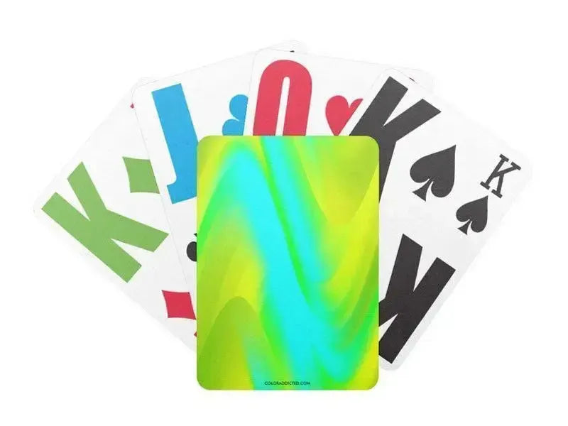 Playing Cards-DREAM PATH Premium Bicycle® E-Z See® LoVision® Playing Cards for visually impaired players-Greens & Yellows & Light Blues-from COLORADDICTED.COM-