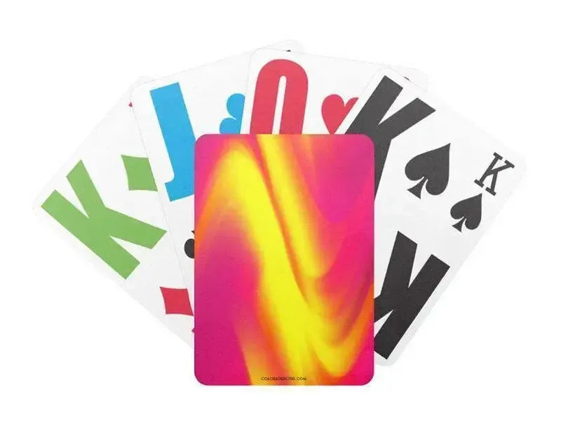 Playing Cards-DREAM PATH Premium Bicycle® E-Z See® LoVision® Playing Cards for visually impaired players-Reds & Oranges & Fuchsias & Purples & Yellows-from COLORADDICTED.COM-