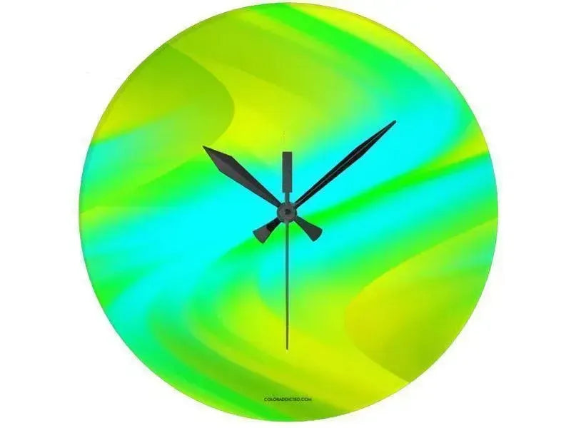 Wall Clocks-DREAM PATH Round Wall Clocks-Greens, Yellows & Light Blues-from COLORADDICTED.COM-