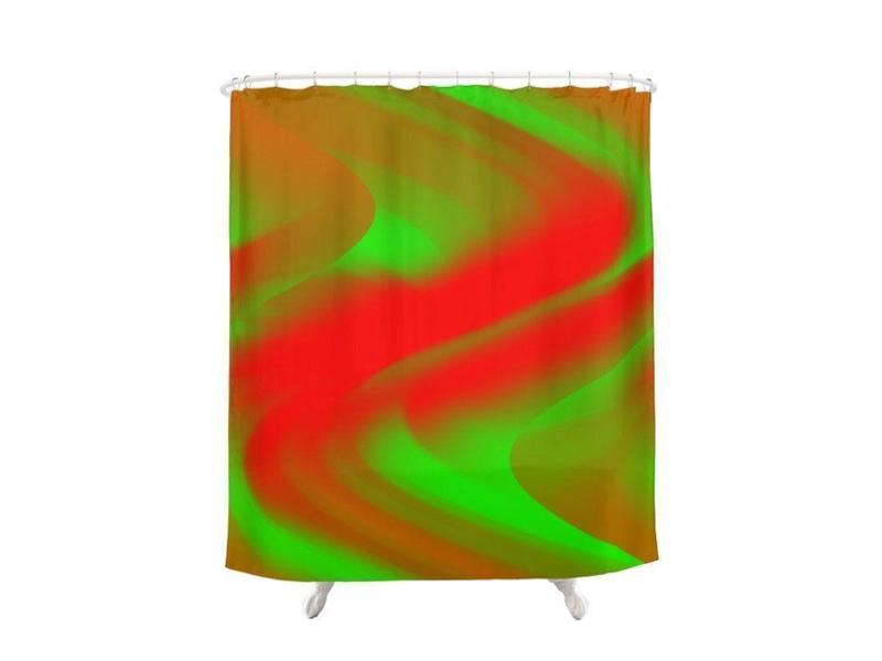 Shower Curtains-DREAM PATH Shower Curtains-Greens &amp; Reds-from COLORADDICTED.COM-