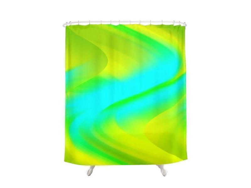Shower Curtains-DREAM PATH Shower Curtains-Greens, Yellows &amp; Light Blues-from COLORADDICTED.COM-