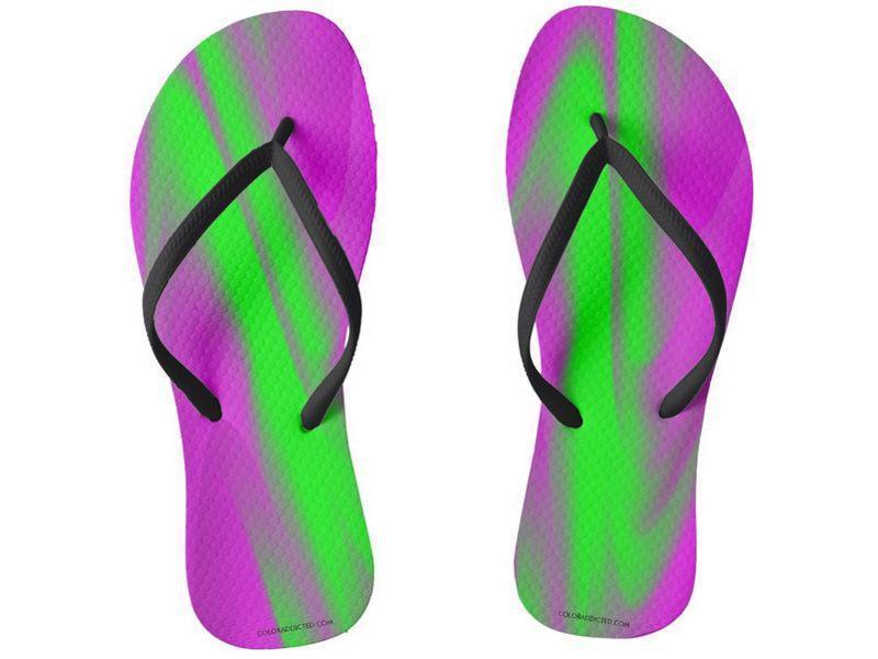 Flip Flops-DREAM PATH Slim-Strap Flip Flops-Purples &amp; Greens-from COLORADDICTED.COM-