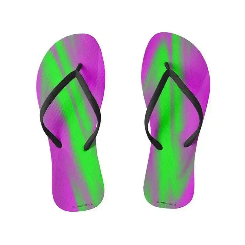 Flip Flops-DREAM PATH Slim-Strap Flip Flops-Purples & Greens-from COLORADDICTED.COM-