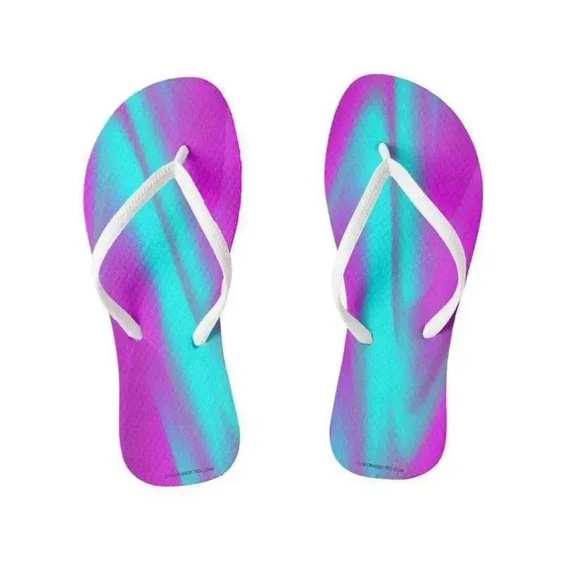 Flip Flops-DREAM PATH Slim-Strap Flip Flops-Purples & Turquoises-from COLORADDICTED.COM-