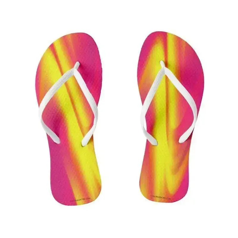 Flip Flops-DREAM PATH Slim-Strap Flip Flops-Reds & Oranges & Fuchsias & Purples & Yellows-from COLORADDICTED.COM-