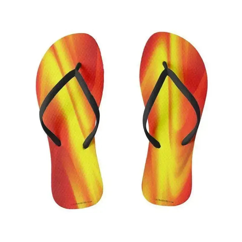 Flip Flops-DREAM PATH Slim-Strap Flip Flops-Reds & Oranges & Yellows-from COLORADDICTED.COM-