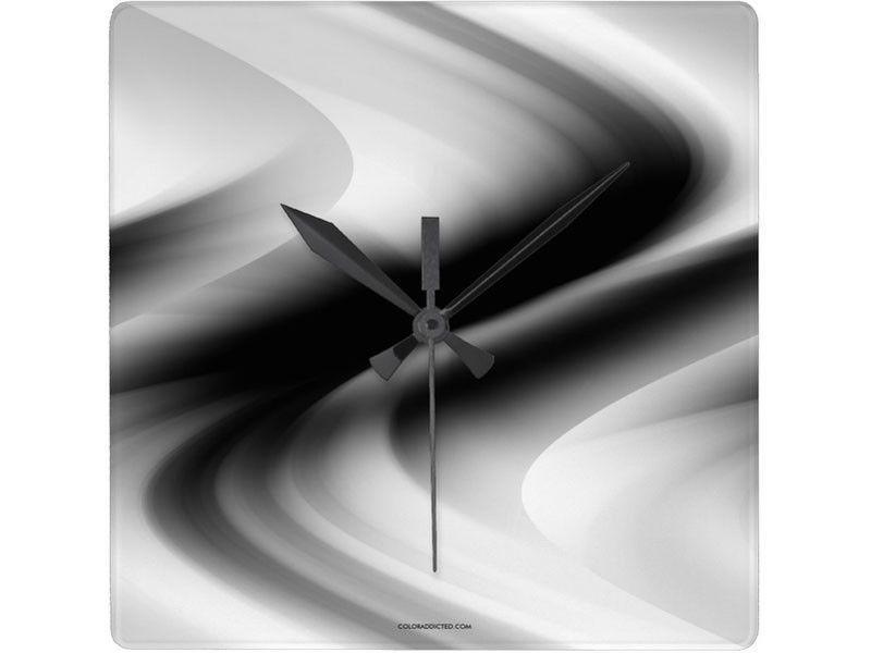 Wall Clocks-DREAM PATH Square Wall Clocks-Black, Grays &amp; White-from COLORADDICTED.COM-