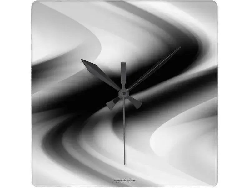 Wall Clocks-DREAM PATH Square Wall Clocks-Black, Grays & White-from COLORADDICTED.COM-