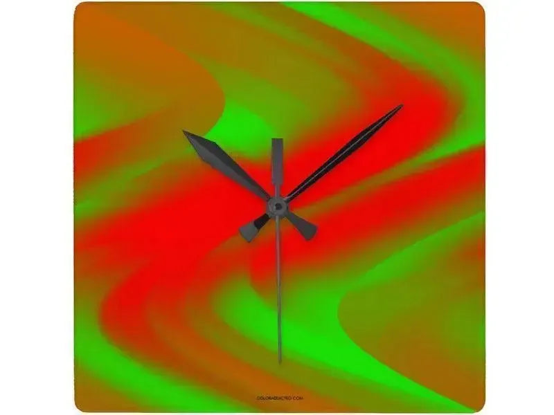 Wall Clocks-DREAM PATH Square Wall Clocks-Greens & Reds-from COLORADDICTED.COM-