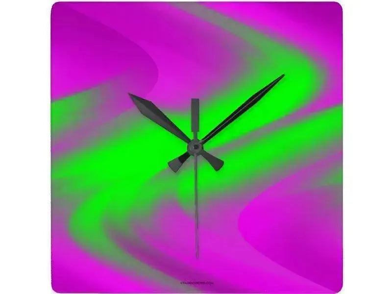 Wall Clocks-DREAM PATH Square Wall Clocks-Purples & Greens-from COLORADDICTED.COM-