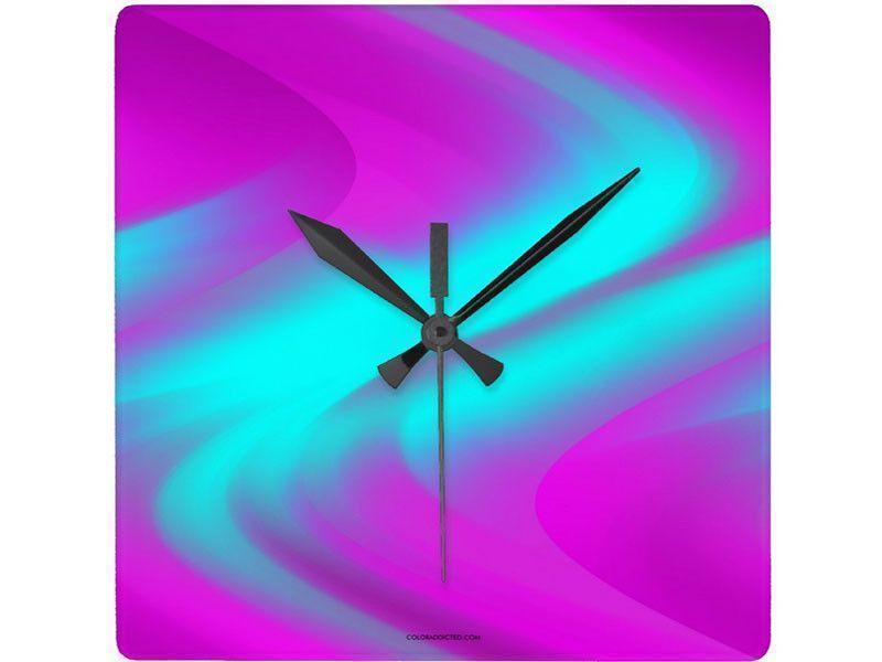 Wall Clocks-DREAM PATH Square Wall Clocks-Purples &amp; Turquoises-from COLORADDICTED.COM-