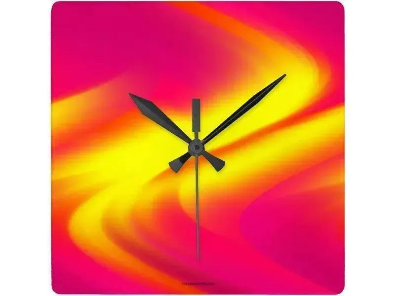 Wall Clocks-DREAM PATH Square Wall Clocks-Reds, Oranges, Fuchsias, Purples & Yellows-from COLORADDICTED.COM-