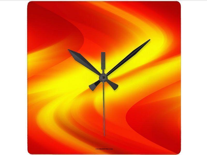 Wall Clocks-DREAM PATH Square Wall Clocks-Reds, Oranges &amp; Yellows-from COLORADDICTED.COM-