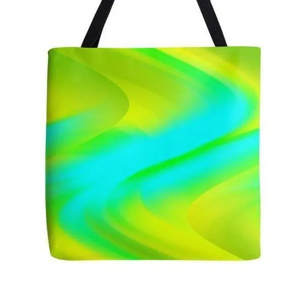 Tote Bags-DREAM PATH Tote Bags-Greens & Yellows & Light Blues-from COLORADDICTED.COM-