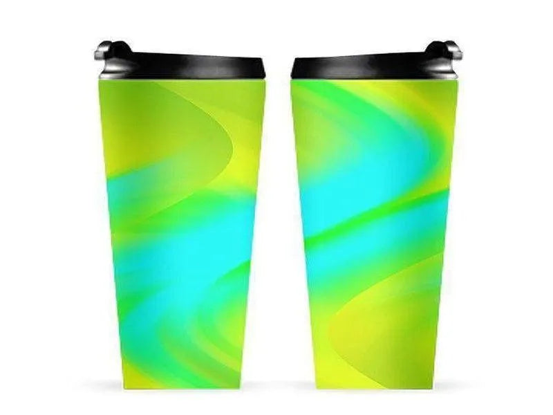 Travel Mugs-DREAM PATH Travel Mugs-Greens & Yellows & Light Blues-from COLORADDICTED.COM-