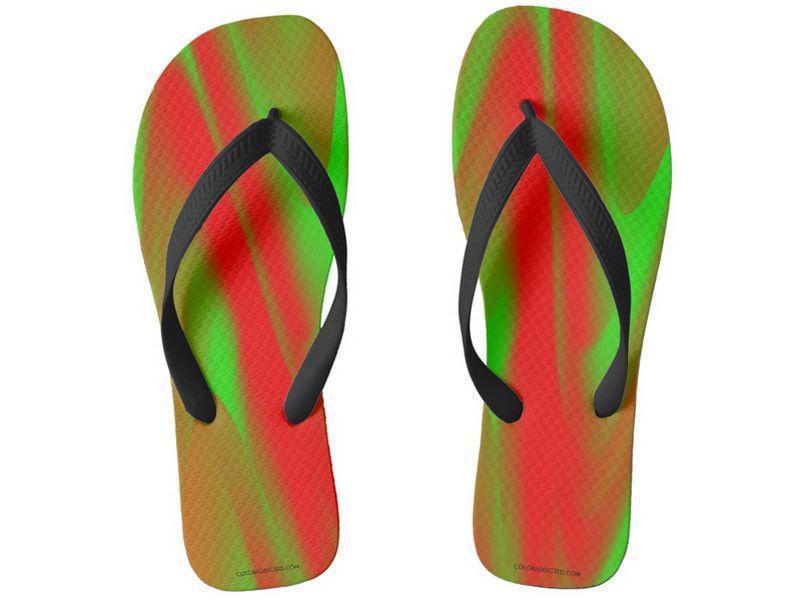 Flip Flops-DREAM PATH Wide-Strap Flip Flops-Greens &amp; Reds-from COLORADDICTED.COM-