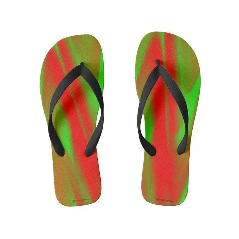 Flip Flops-DREAM PATH Wide-Strap Flip Flops-Greens & Reds-from COLORADDICTED.COM-