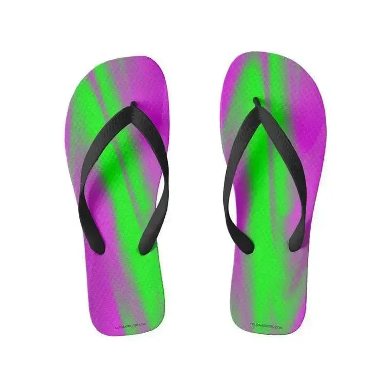 Flip Flops-DREAM PATH Wide-Strap Flip Flops-Purples & Greens-from COLORADDICTED.COM-