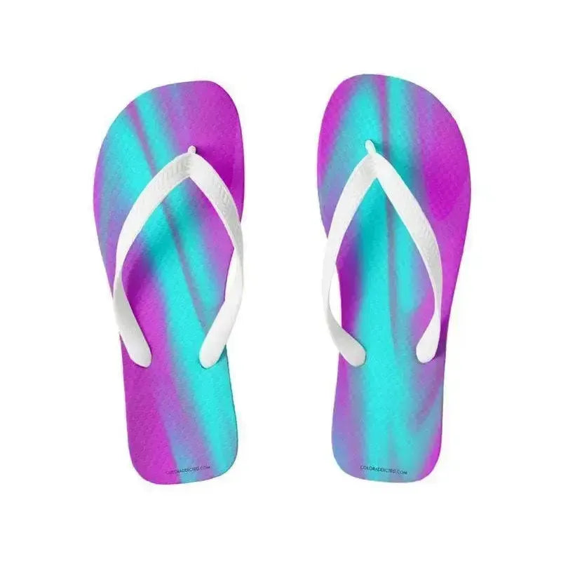 Flip Flops-DREAM PATH Wide-Strap Flip Flops-Purples & Turquoises-from COLORADDICTED.COM-