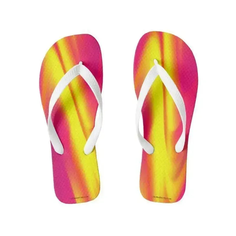 Flip Flops-DREAM PATH Wide-Strap Flip Flops-Reds & Oranges & Fuchsias & Purples & Yellows-from COLORADDICTED.COM-