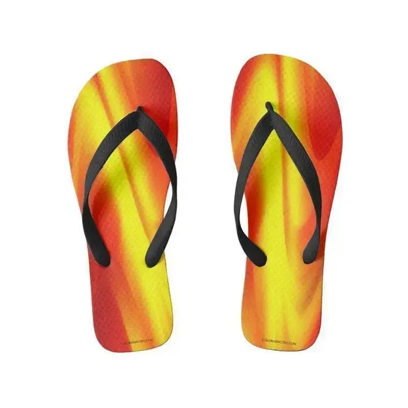 Flip Flops-DREAM PATH Wide-Strap Flip Flops-Reds & Oranges & Yellows-from COLORADDICTED.COM-