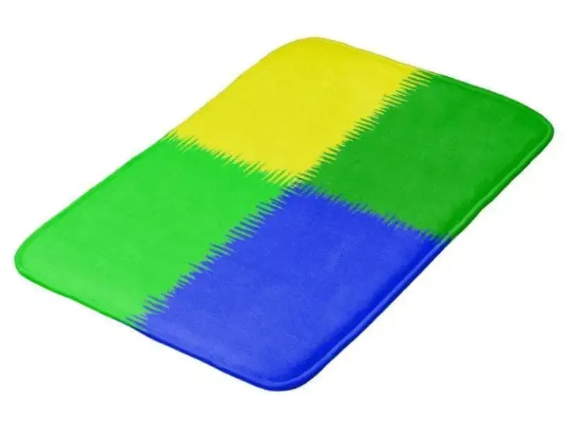 Bath Mats-QUARTERS Bath Mats-Blue, Greens & Yellow-from COLORADDICTED.COM-