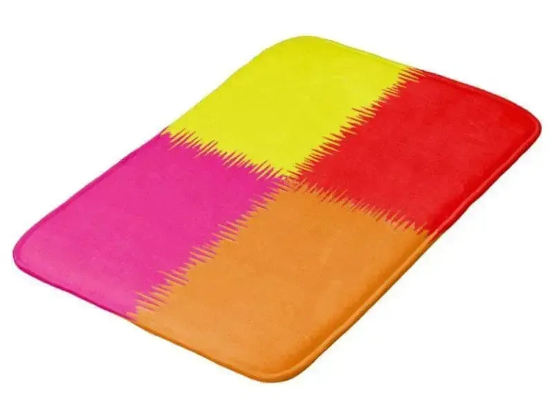 Bath Mats-QUARTERS Bath Mats-Red, Orange, Fuchsia & Yellow-from COLORADDICTED.COM-