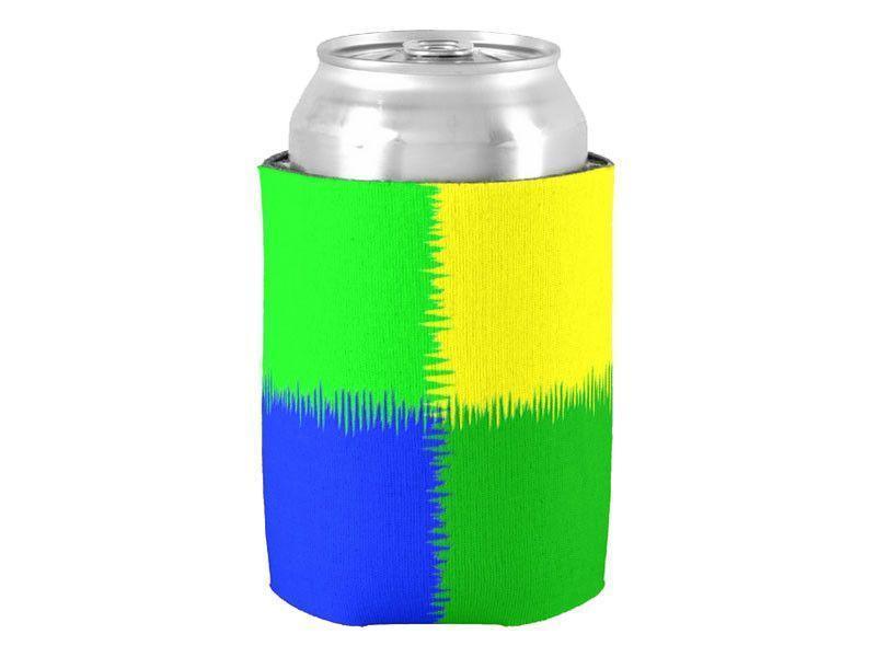 Can Cooler Sleeves – Can Koozies-QUARTERS Bottle &amp; Can Cooler Sleeves – Bottle &amp; Can Koozies-Blues &amp; Greens &amp; Yellow-from COLORADDICTED.COM-