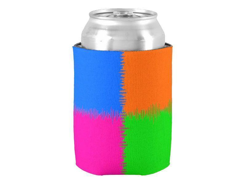 Can Cooler Sleeves – Can Koozies-QUARTERS Bottle &amp; Can Cooler Sleeves – Bottle &amp; Can Koozies-Orange &amp; Fuchsia &amp; Blue &amp; Green-from COLORADDICTED.COM-