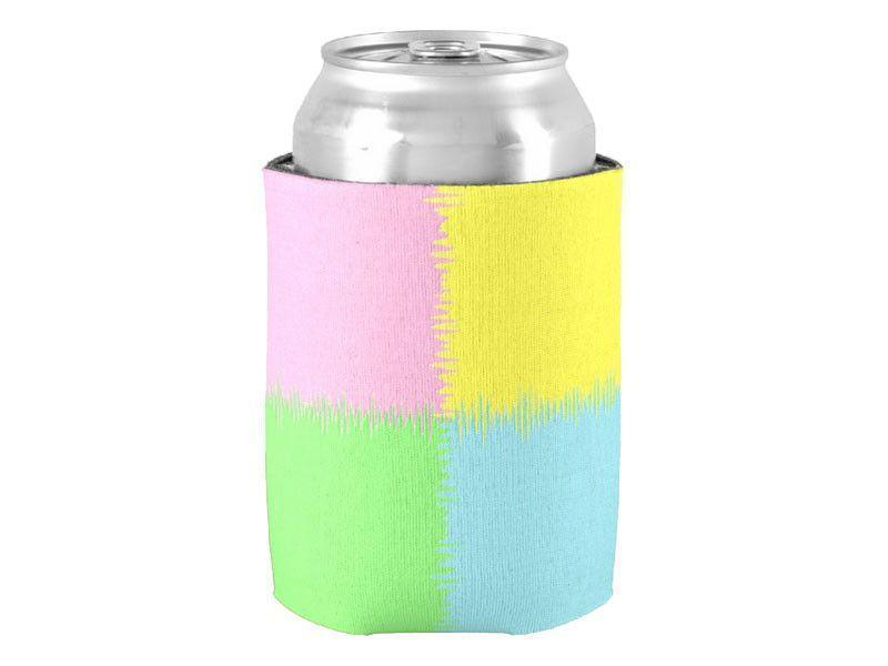 Can Cooler Sleeves – Can Koozies-QUARTERS Bottle &amp; Can Cooler Sleeves – Bottle &amp; Can Koozies-Pink &amp; Light Blue &amp; Light Green &amp; Light Yellow-from COLORADDICTED.COM-