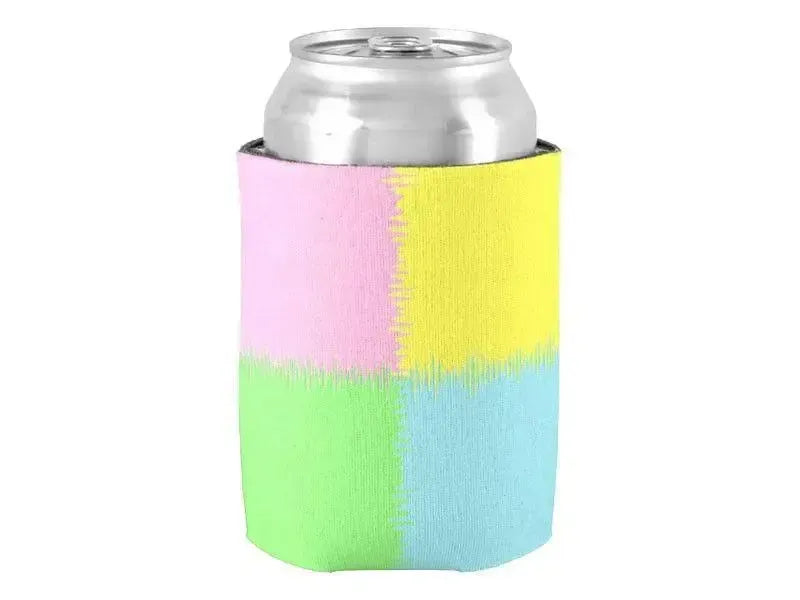 Can Cooler Sleeves – Can Koozies-QUARTERS Bottle & Can Cooler Sleeves – Bottle & Can Koozies-Pink & Light Blue & Light Green & Light Yellow-from COLORADDICTED.COM-