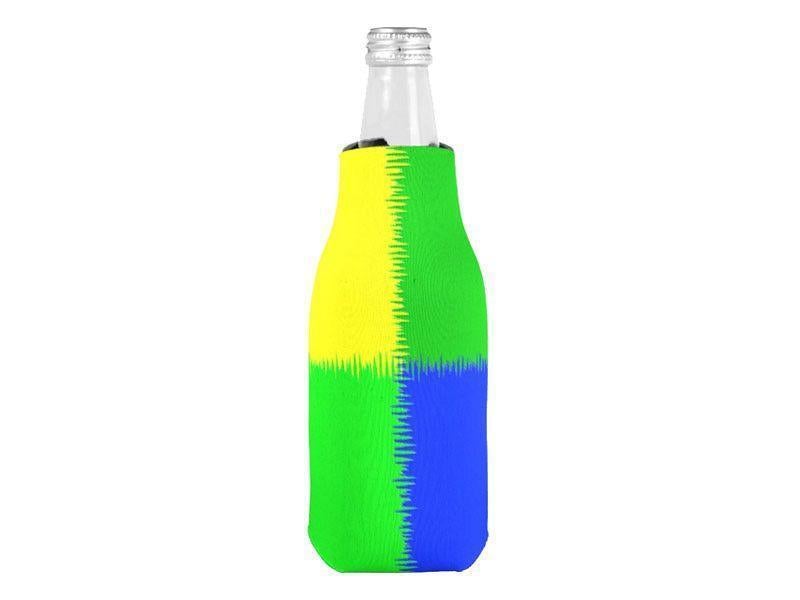 Bottle Cooler Sleeves – Bottle Koozies-QUARTERS Bottle Cooler Sleeves – Bottle Koozies-Blues &amp; Greens &amp; Yellow-from COLORADDICTED.COM-