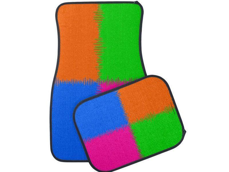 Car Mats-QUARTERS Car Mats Sets-Orange &amp; Fuchsia &amp; Blue &amp; Green-from COLORADDICTED.COM-