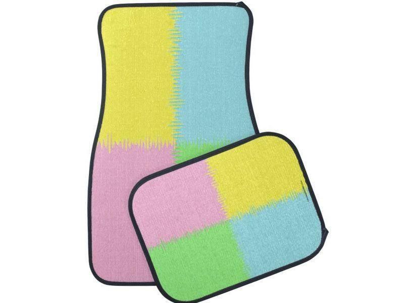 Car Mats-QUARTERS Car Mats Sets-Pink &amp; Light Blue &amp; Light Green &amp; Light Yellow-from COLORADDICTED.COM-