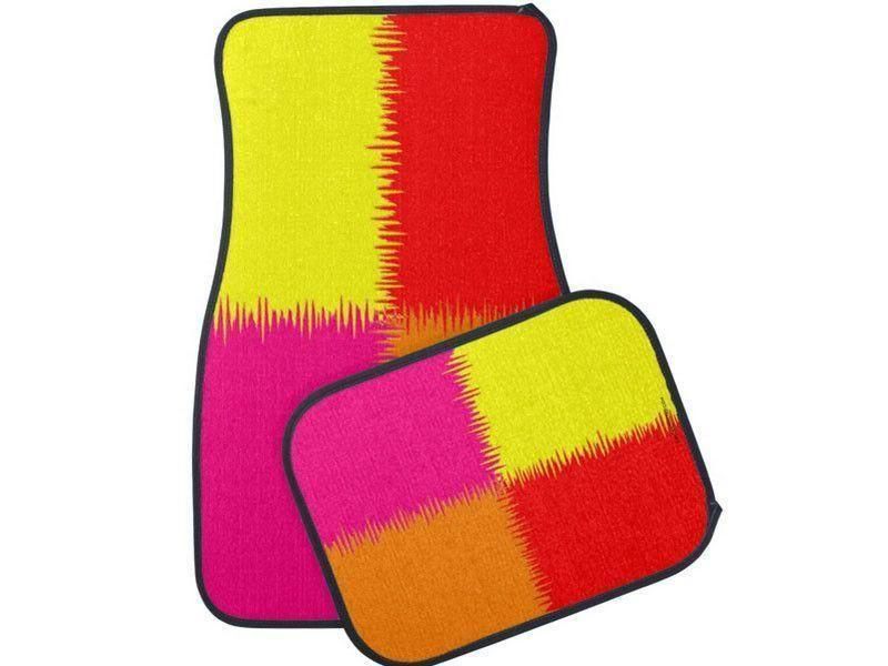 Car Mats-QUARTERS Car Mats Sets-Red &amp; Orange &amp; Fuchsia &amp; Yellow-from COLORADDICTED.COM-