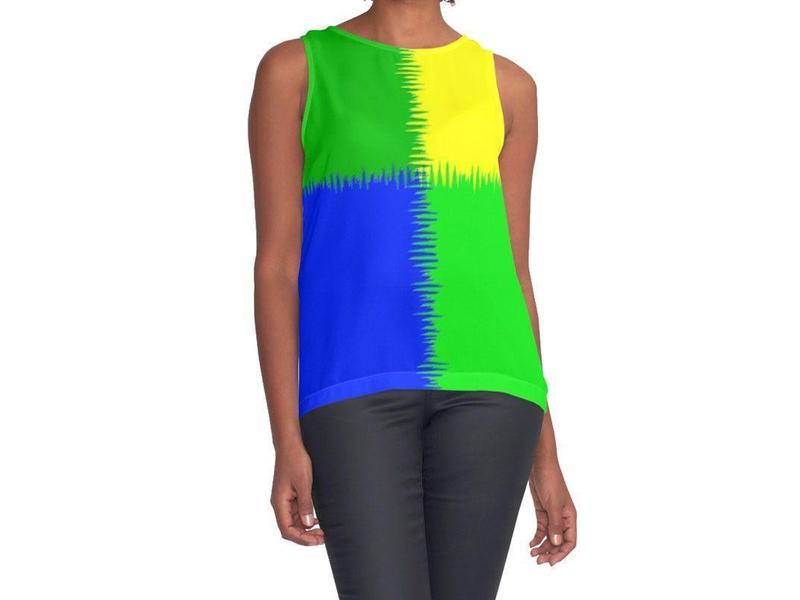 Contrast Tanks-QUARTERS Contrast Tanks-Blues &amp; Greens &amp; Yellow-from COLORADDICTED.COM-