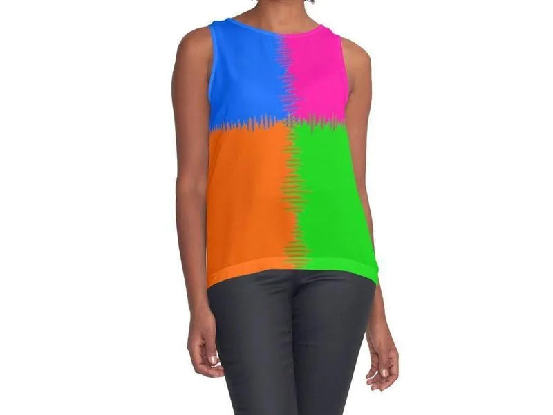 Contrast Tanks-QUARTERS Contrast Tanks-Orange & Fuchsia & Blue & Green-from COLORADDICTED.COM-
