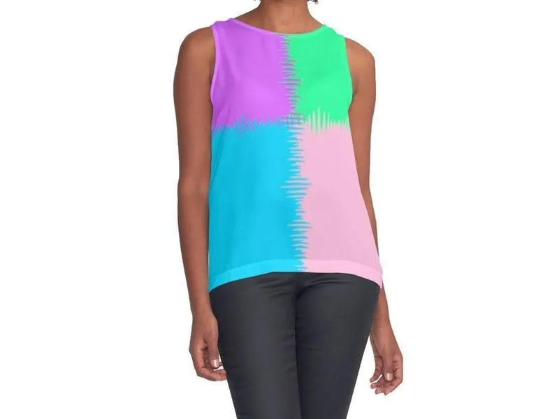 Contrast Tanks-QUARTERS Contrast Tanks-Pink & Light Blue & Light Green & Light Purple-from COLORADDICTED.COM-