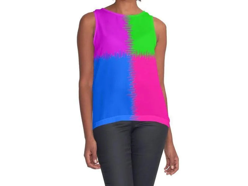 Contrast Tanks-QUARTERS Contrast Tanks-Purple & Fuchsia & Blue & Green-from COLORADDICTED.COM-