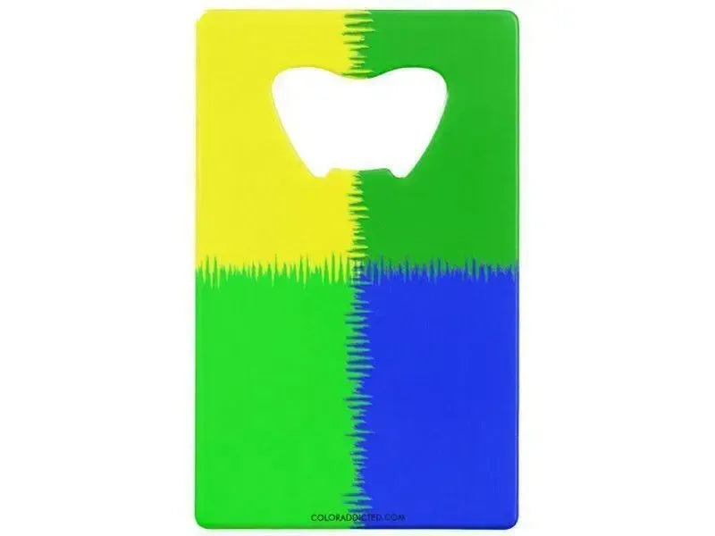 Credit Card Bottle Openers-QUARTERS Credit Card Bottle Openers-Blue, Greens & Yellow-from COLORADDICTED.COM-